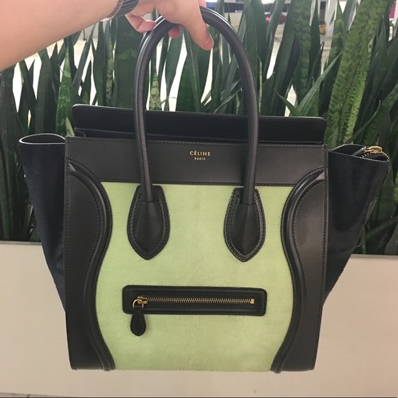 Host pick! 🤩🥳 Celine pistachio Pony hair and black leather Mini luggage bag - Picture 6 of 16